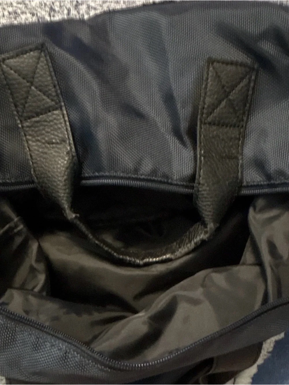 Giorgio Armani Black Nylon Duffel Bag with Leather Trim